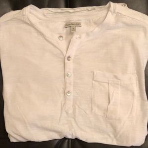 Calvin Klein white tee.